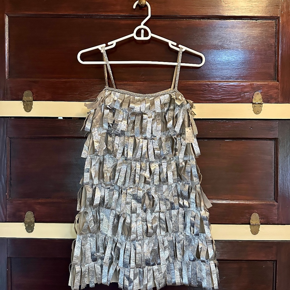 Vintage Silver Fringe and Rhinestone (Flapper?) Dress - Joseph Magnin